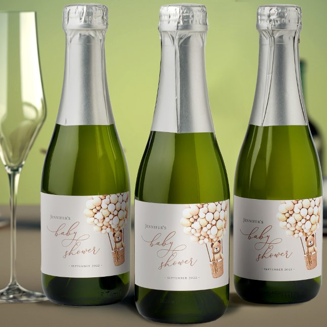 We Can Bearly Wait! Baby Shower Sparkling Wine Label (Creator Uploaded)