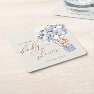 We Can Bearly Wait! Baby Shower Square Paper Coast Square Paper Coaster