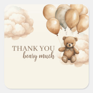 We Can Bearly Wait Baby Shower  Square Sticker