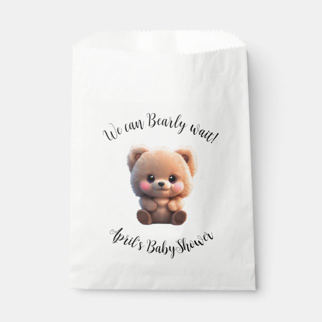We can Bearly Wait Baby Shower teddy bear Favour Bags (Front)