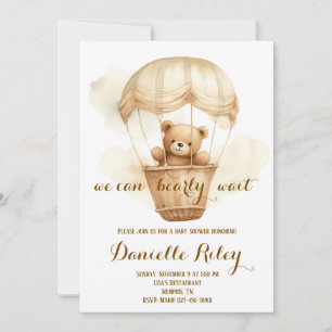 We Can Bearly Wait Baby Shower Teddy Bear Invitation