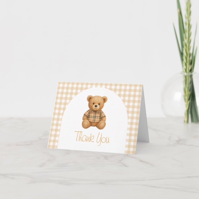 We Can Bearly Wait Baby Shower  Thank You Card (Front)