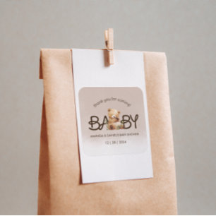 We Can Bearly Wait Baby Shower Thank You Square Sticker