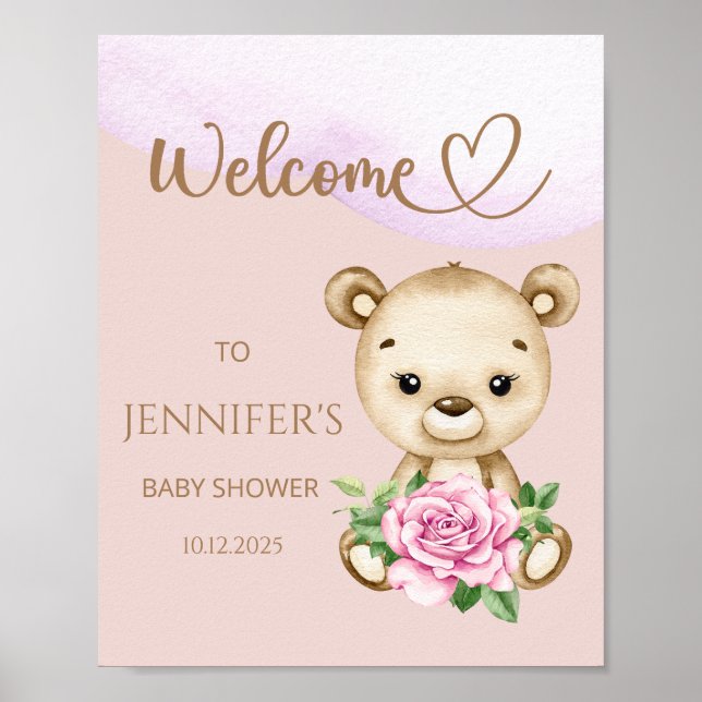 We can bearly wait baby shower welcome poster (Front)