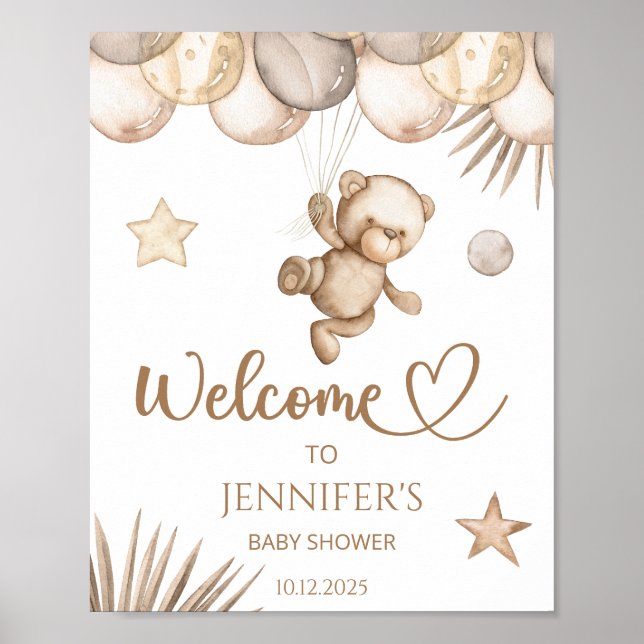 We can bearly wait baby shower welcome poster (Front)