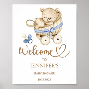 We can bearly wait baby shower welcome poster