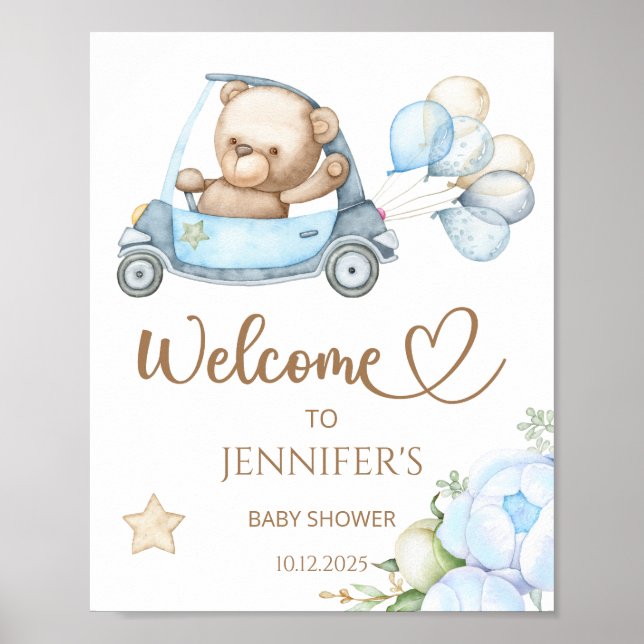 We can bearly wait baby shower welcome poster (Front)