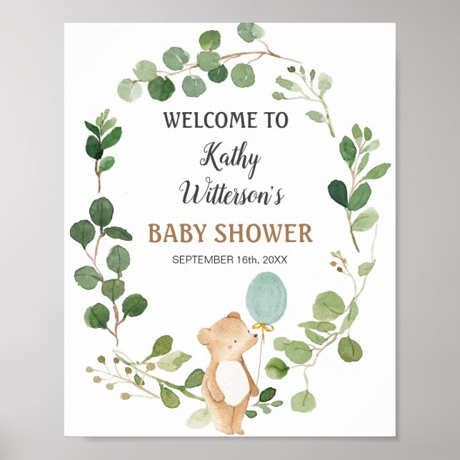 We Can Bearly Wait Baby Shower Welcome Sign (Front)