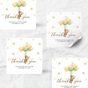 We Can Bearly Wait Balloon Baby Shower Square Sticker