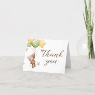 We Can Bearly Wait Balloon Baby Shower Thank You Card