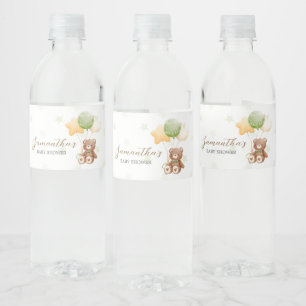 We Can Bearly Wait Balloon Baby Shower Water Bottle Label