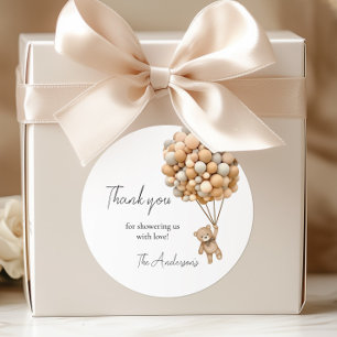 We Can Bearly Wait Balloon Bear Shower Thank You Classic Round Sticker