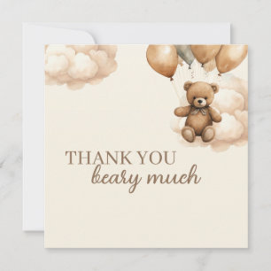 We Can Bearly Wait Balloons Baby Shower Thank You Card