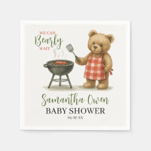 We Can Bearly Wait BBQ Baby Shower Boy Napkin