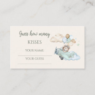 We Can Bearly Wait Bear Aeroplane How Many Kisses Enclosure Card