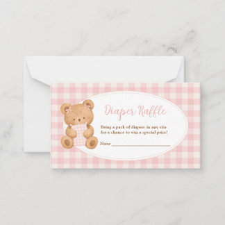 We Can Bearly Wait Bear Baby Girl Diaper Raffle Card