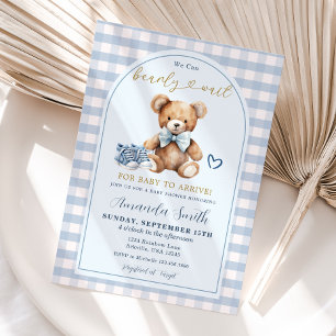 We can Bearly Wait Bear Baby Shoes Baby Shower Invitation