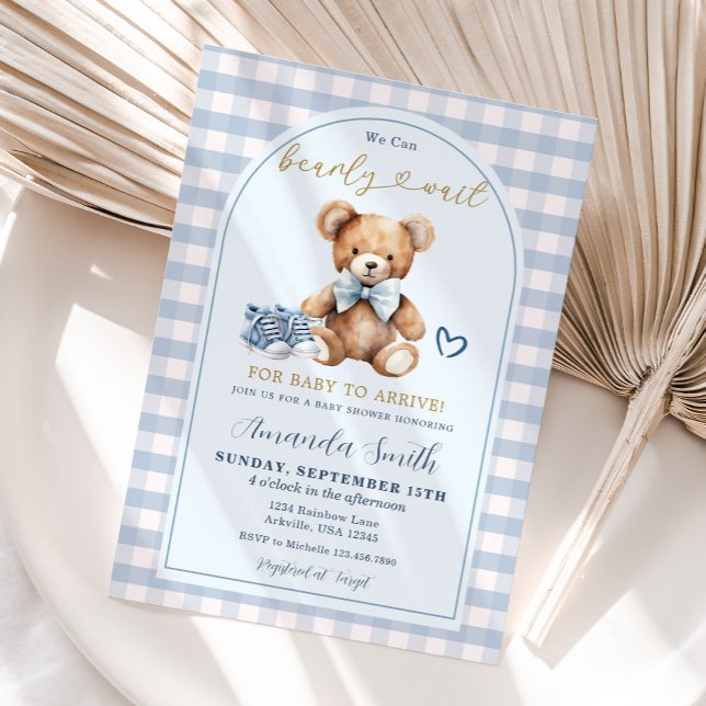 We can Bearly Wait Bear Baby Shoes Baby Shower  Invitation (Creator Uploaded)