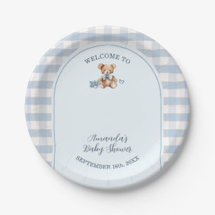 We can Bearly Wait Bear Baby Shoes Baby Shower Paper Plate
