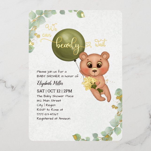 We Can Bearly Wait Bear Baby Shower  (Front)