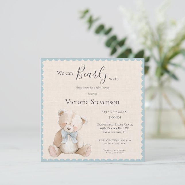 We Can Bearly Wait Bear Baby Shower (Standing Front)