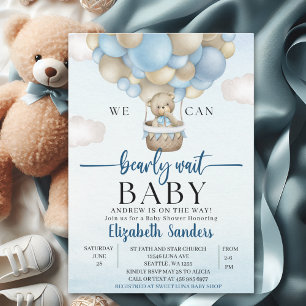 We can Bearly wait - Bear Baby Shower Boy Invitation