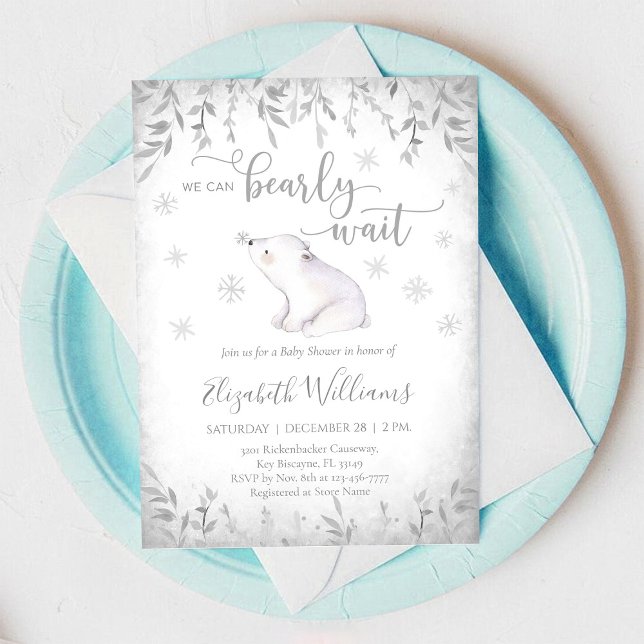 We Can Bearly Wait Bear Baby Shower Invitation (Creator Uploaded)