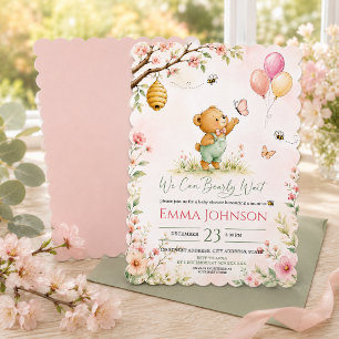 We Can Bearly Wait Bear Baby Shower Invitation