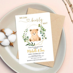We Can Bearly Wait! Bear Baby Shower Invitation