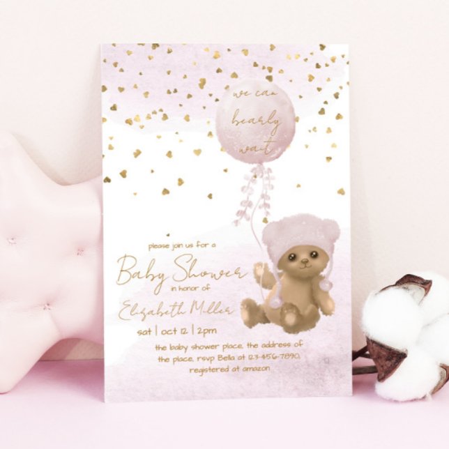 We Can Bearly Wait Bear Baby Shower Invitation (Creator Uploaded)