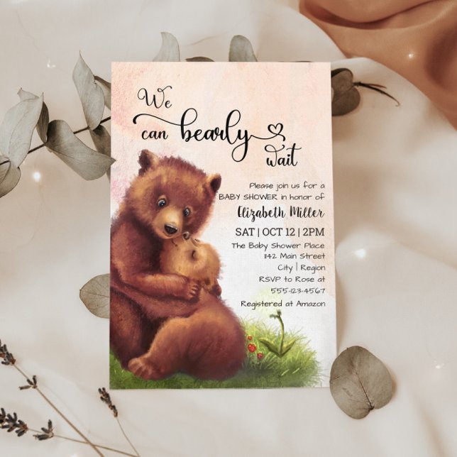 We can Bearly wait Bear Baby Shower Invitation (Creator Uploaded)