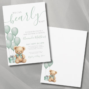 We Can Bearly Wait Bear Baby Shower Invitation