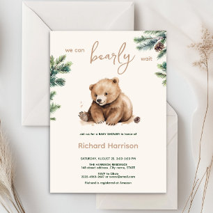 We can bearly wait bear baby shower invitation