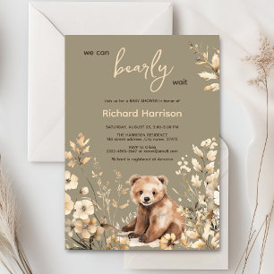 We can bearly wait bear baby shower invitation