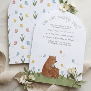 We Can Bearly Wait Bear Baby Shower Invite