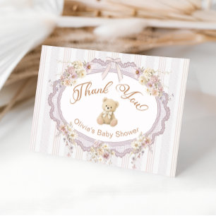 We Can Bearly Wait Bear Baby Shower Thank You Card