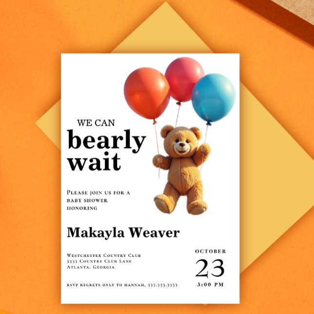 we can bearly wait Bear Boy Baby Shower Invitation (Creator Uploaded)
