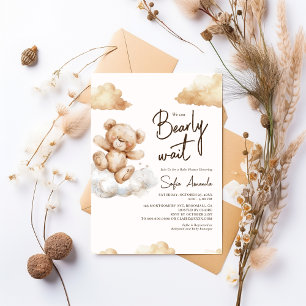 We can Bearly Wait Bear Cloud Baby Shower Invitation