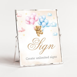 We Can Bearly Wait Bear Gender Reveal Sign