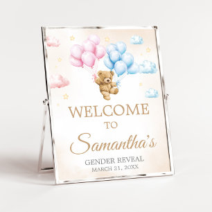 We Can Bearly Wait Bear Gender Reveal Welcome Sign