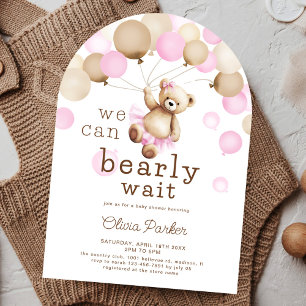 We Can Bearly Wait Bear Girl Baby Shower Arch Invitation