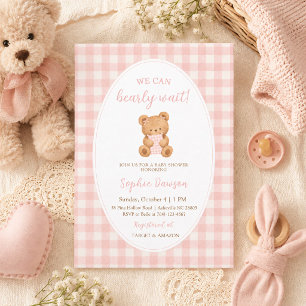 We Can Bearly Wait Bear Girl Baby Shower Invitation