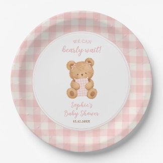 We Can Bearly Wait Bear Girl Baby Shower Paper Plate