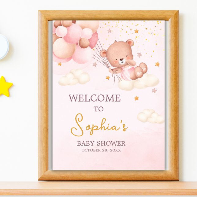We Can Bearly Wait, Bear Girl Baby Shower Poster (Creator Uploaded)