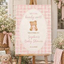 We Can Bearly Wait Bear Girl Baby Shower Welcome