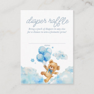 We Can Bearly Wait Blue Baby Diaper Raffle Ticket Enclosure Card