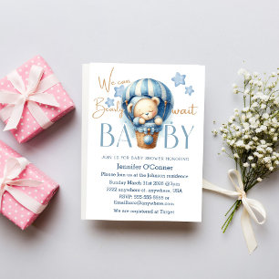 We can Bearly Wait Blue Baby Shower Invitations