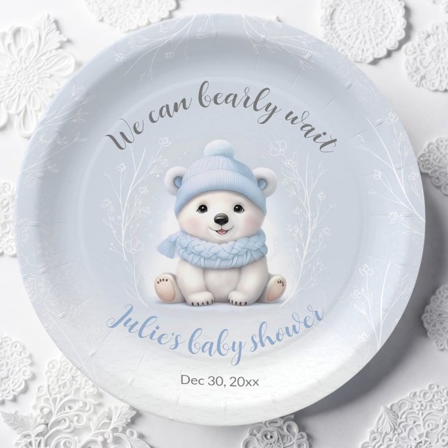 We Can Bearly Wait Blue Baby Shower Paper Plates (We Can Bearly Wait Blue Baby Shower Paper Plates)