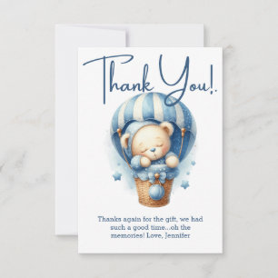 We Can Bearly Wait Blue Baby Shower Thank You Card