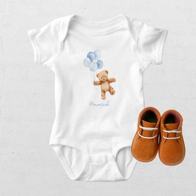 We Can Bearly Wait Blue Boy Baby Shower Bodysuit (Creator Uploaded)